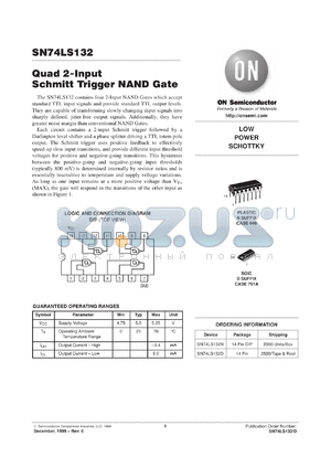 SN74LS132ML2 datasheet - Quad 2-Input Schmitt Trigger NAND Gate
