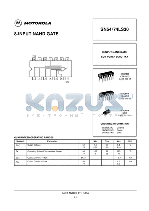 SN74LS30M datasheet - 8-INPUT NAND GATE