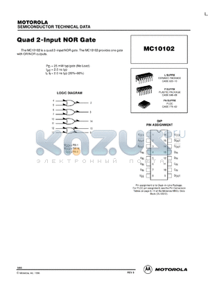 MC10102FNR2 datasheet - Quad 2-Input NOR Gate