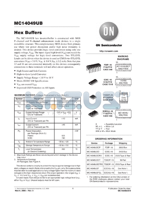 MC14049UBFL2 datasheet - Hex Buffers