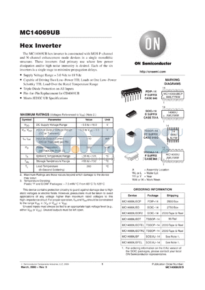 MC14069UBFR1 datasheet - Hex Inverter