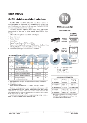 MC14099BFL1 datasheet - 8-Bit Addressable Latches