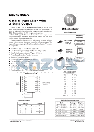 MC74VHC573ML1 datasheet - Octal D-Type Latch with 3-State Output