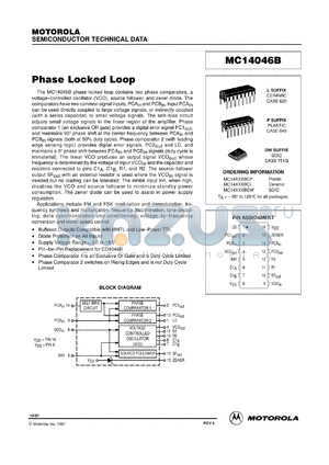 MC14046BFL1 datasheet - Phase Locked Loop
