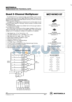 MC74VHC157ML2 datasheet - Quad 2-Channel Multiplexer