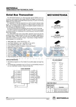 MC74VHCT245AML1 datasheet - Octal Bus Transceiver (TTL Compatible)