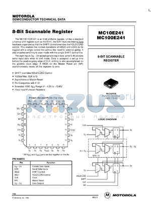 MC10E241FN datasheet - 8-Bit Scannable Register