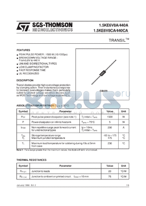 1.5KE33CP datasheet - TRANSILS