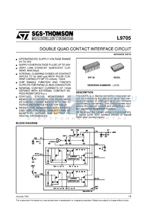 L9705D datasheet - DOUBLE QUAD CONTACT INTERFACE CIRCUIT