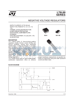 L79L15ABU datasheet - NEGATIVE VOLTAGE REGULATORS