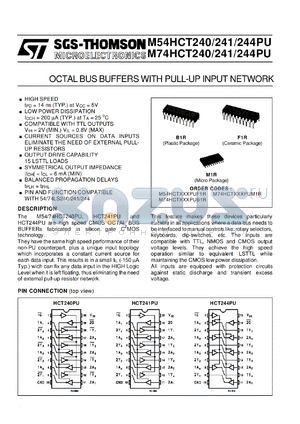 M74HCT240PU datasheet - OCTAL BUS BUFFERS WITH PULL-UP INPUT NETWORK