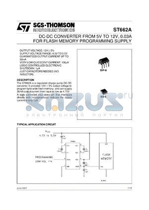 ST662ABD datasheet - DC-DC CONVERTER FROM 5V TO 12V, 0.03A FOR FLASH MEMORY PROGRAMMING SUPPLY