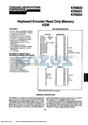 KR9602-012 datasheet - Keyboard encoder read only memory KEM
