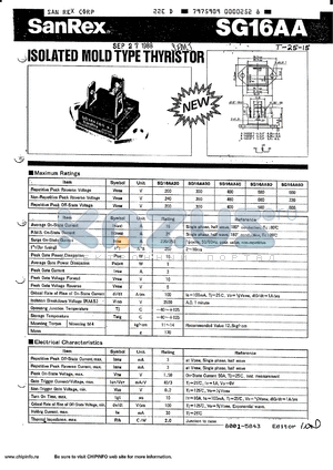 SG16AA50 datasheet - Isolated mold type transistor (500V repetative peak reverse voltage)