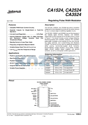 CA2524 datasheet - Regulating Pulse Width Modulator