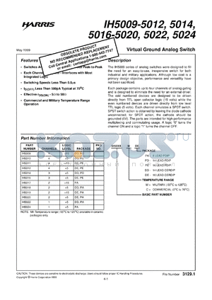 IH54019 datasheet - Virtual Ground Analog Switch