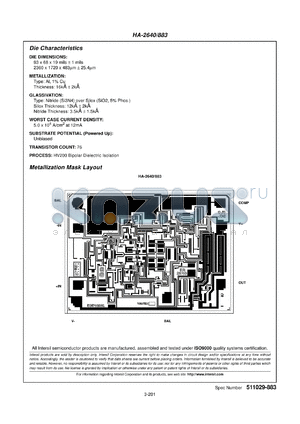 HA-2640/883 datasheet - High Voltage Operational Amplifier