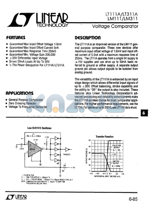 LM111A datasheet - Voltage Comparator
