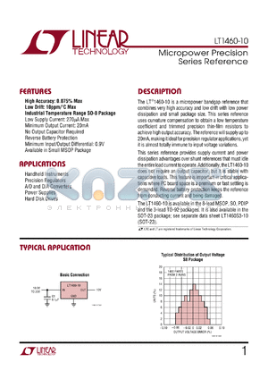LT1460-10 datasheet - Micropower Precision Series Reference