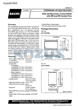 LC35256AM-10LV datasheet - 256 K (32768 words x 8 bit) SRAM with OE and CE pins