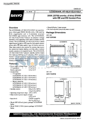 LC35256AM-12LV datasheet - 256 K (32768 words x 8 bit) SRAM with OE and CE pins