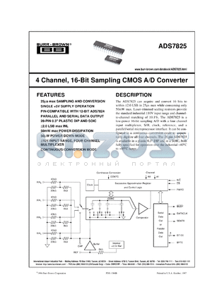 ADS7825U/1K datasheet - 4 Channel, 16-Bit Sampling CMOS A/D Converter