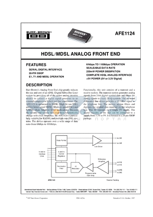 AFE1124E/1K datasheet - HDSL/MDSL Analog Front End