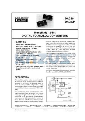 DAC87H-CBI-V datasheet - Monolithic 12-Bit Digital-to-Analog Converters