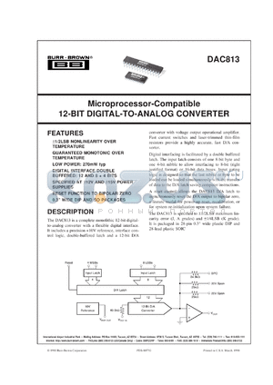 DAC813KU/1K datasheet - Microprocessor-Compatible 12-Bit D/A Converter
