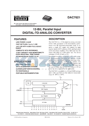 DAC7621E/1K datasheet - 12-Bit, Parallel Input Digital-To-Analog Converter