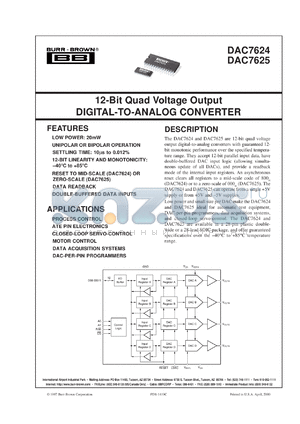 DAC7624U/1K datasheet - 12-Bit Quad Voltage Output Digital-to-Analog Converter