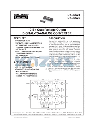 DAC7624UB/1K datasheet - 12-Bit Quad Voltage Output Digital-to-Analog Converter