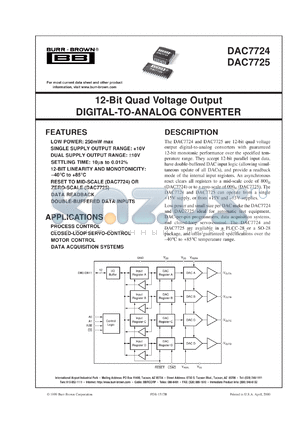 DAC7724N/750 datasheet - 12-Bit Quad Voltage Output Digital-to-Analog Converter