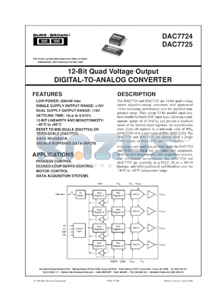 DAC7725N/750 datasheet - 12-Bit Quad Voltage Output Digital-to-Analog Converter