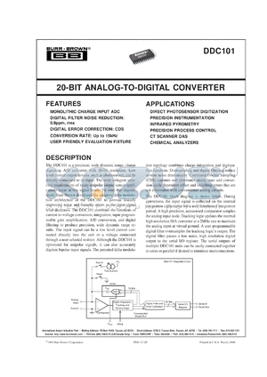 DDC101U datasheet - 20-Bit Analog-to-Digital Converter