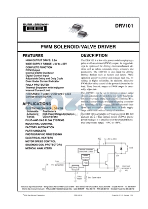DRV101F/500 datasheet - PWM Solenoid/Valve Driver