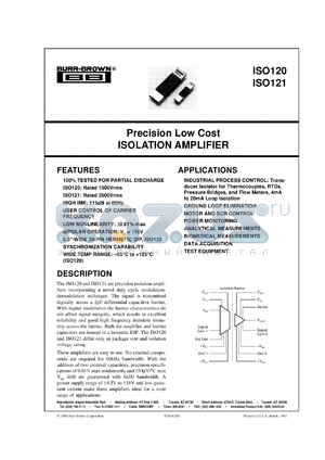 ISO120G-BI datasheet - Precision Low Cost Isolation Amplifier