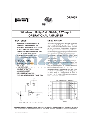 OPA655U/2K5 datasheet - Wideband FET-Input Operational Amplifier
