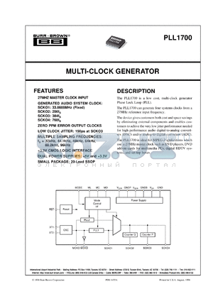 PLL1700E/2K datasheet - Multi-Clock Generator