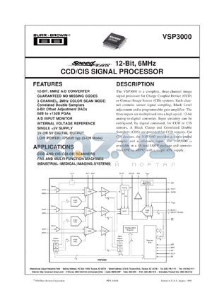 VSP3000Y/2K datasheet - SpeedPlus™ 12-Bit, 6MHz CCD/CIS Signal Processor