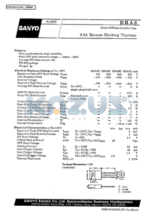 DRA8 datasheet - Silicon diffused junction type, 8,0A reverse blocking thyristor