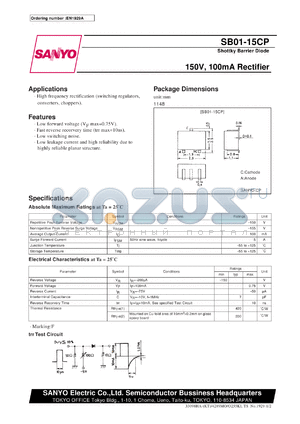 SB01-15SP datasheet - Shottky barrier diode, 150V/100mA rectifier