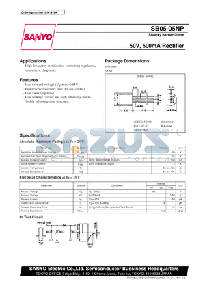 SB02-05NP datasheet - Shottky barrier diode, 50V/500mA rectifier