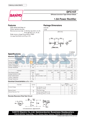 DFC15T datasheet - Silicon diffused junction diode, 1,5A power rectifier