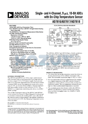 AD7816 datasheet - 10-Bit ADC, Temperature Monitoring Only in an SOIC/µSOIC Package