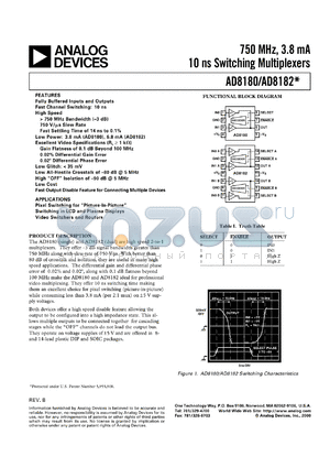 AD8180 datasheet - 750 MHz, 3.8 mA 10 ns Switching Multiplexers