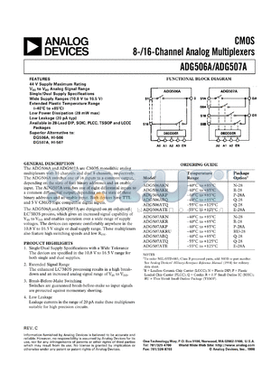 ADG506A datasheet - 16-Channel Multiplexer (Superior DG506A Replacement)