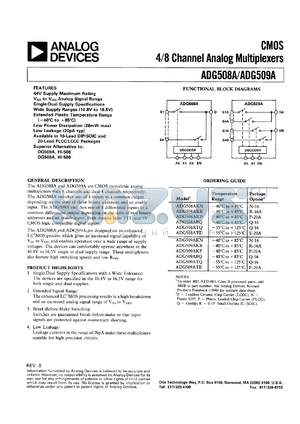 ADG509A datasheet - Differential 4-Channel Analog Multiplexer (Superior DG509A Replacement)