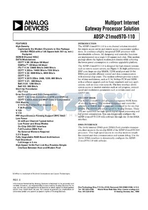 ADSP-21MOD970 datasheet - Multi-Port Internet Gateway Processor