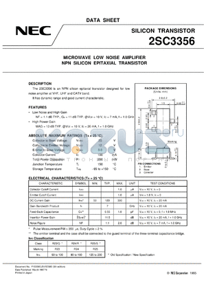 2SC3356-T1B datasheet - For amplify low noise and high frequency